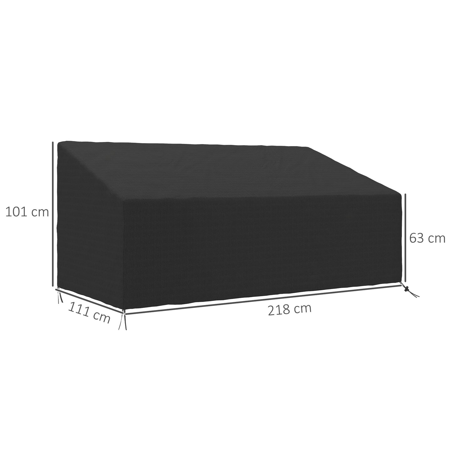 Outsunny 600D Oxford Cloth Waterproof Furniture Cover for 3 Seater Sofa Patio Outdoor Black 218 x 111 x 63 to 101 cm