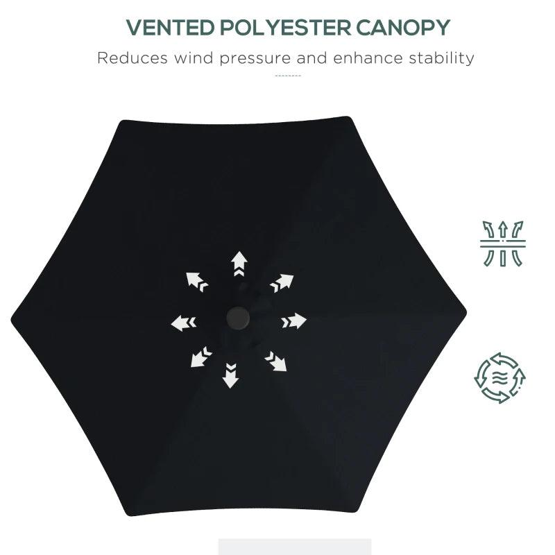 Outsunny 3m Garden Cantilever Umbrella with Solar LED Lights - Cross Base, Waterproof Cover - Black Patio Parasol for Enhanced Outdoor Comfort - ALL4U RETAILER LTD