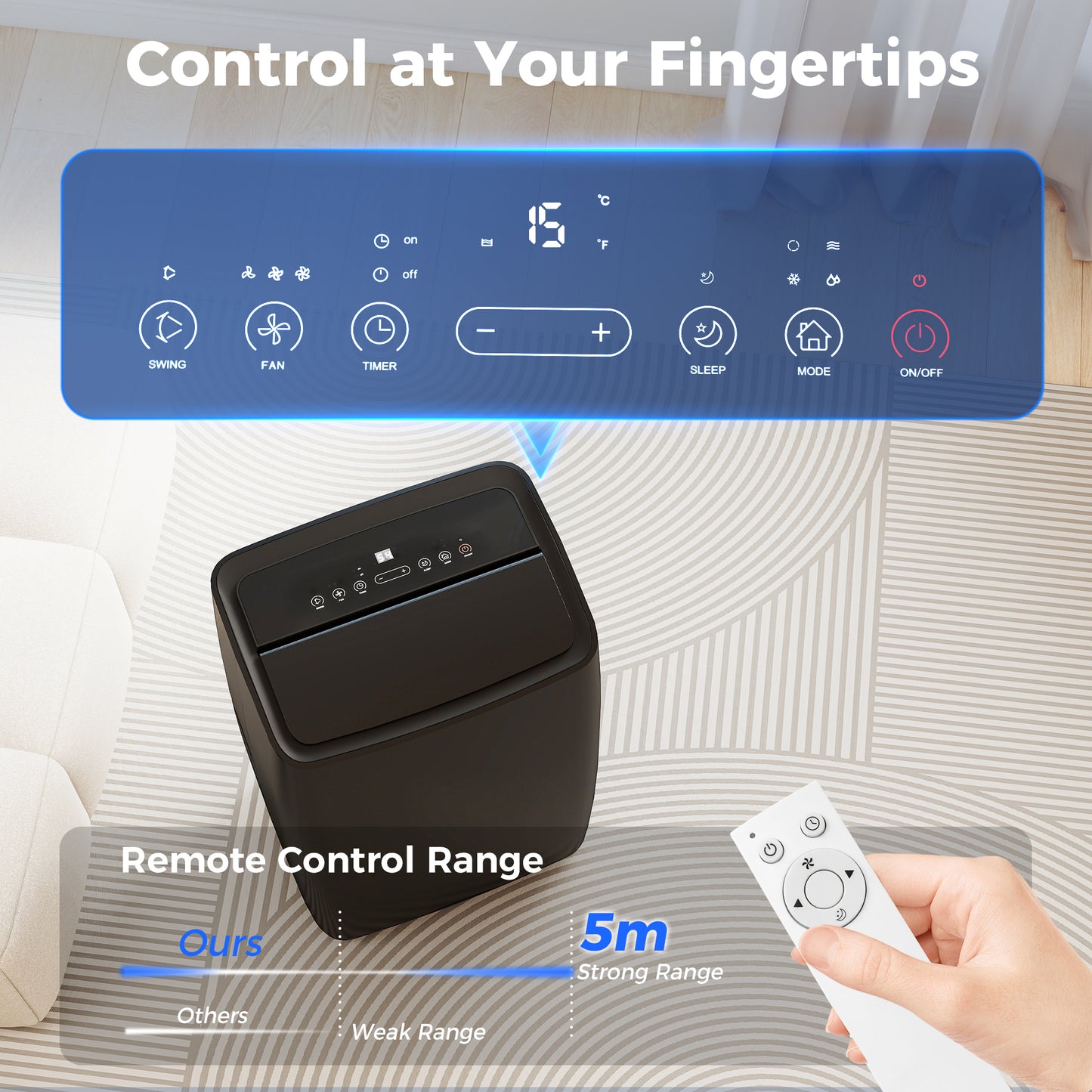 HOMCOM Portable Air Conditioner 14000 BTU 4 In 1 Unit Dehumidifier Cooling Fan With Child Lock For 40 Square Meters