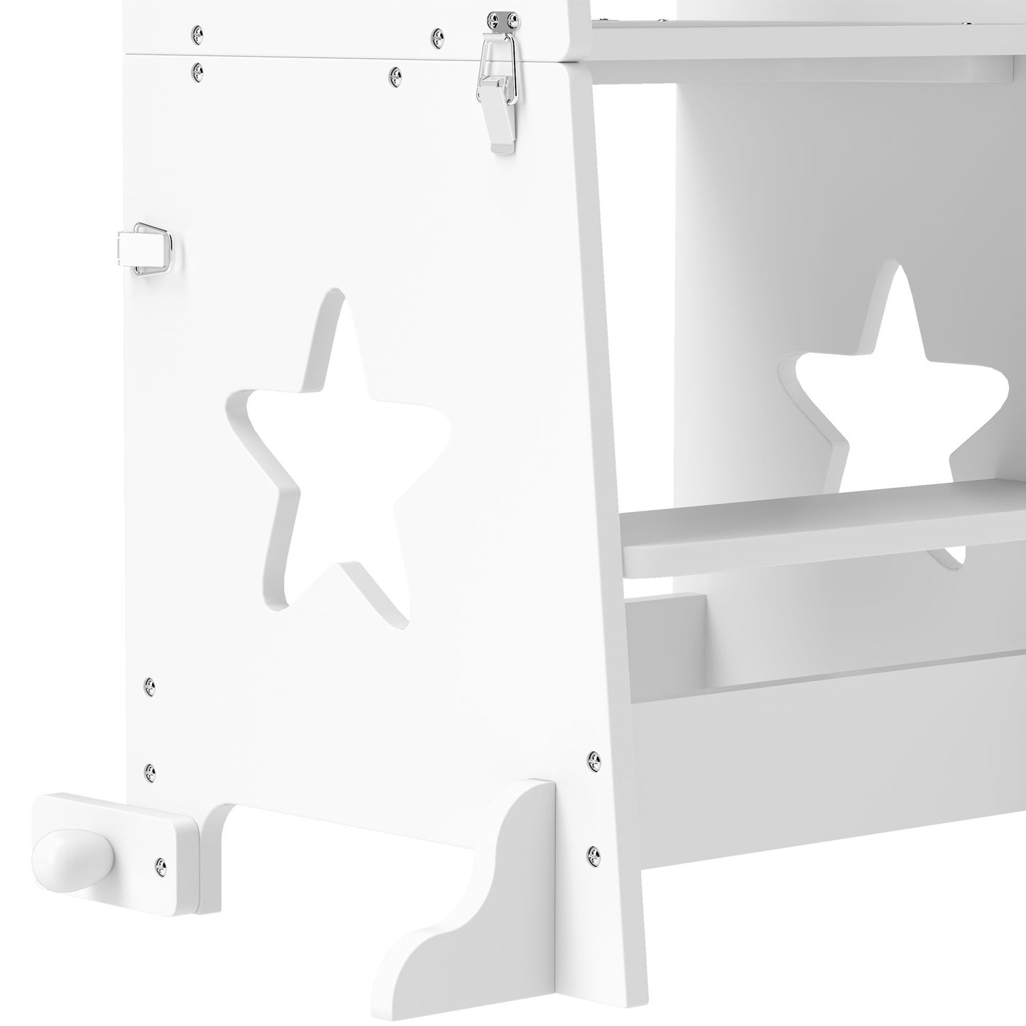 AIYAPLAY 2 In 1 Toddler Step Stool With Safety Rail For Kitchen And Bathroom White