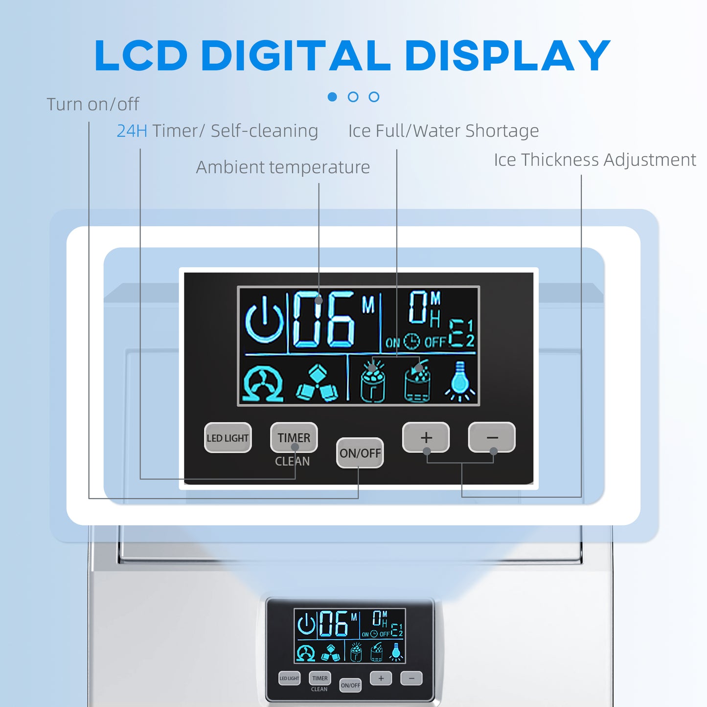HOMCOM Commercial Ice Maker With 4Kg Ice Storage Silver Tone High Capacity 30Kg Daily Ice Production