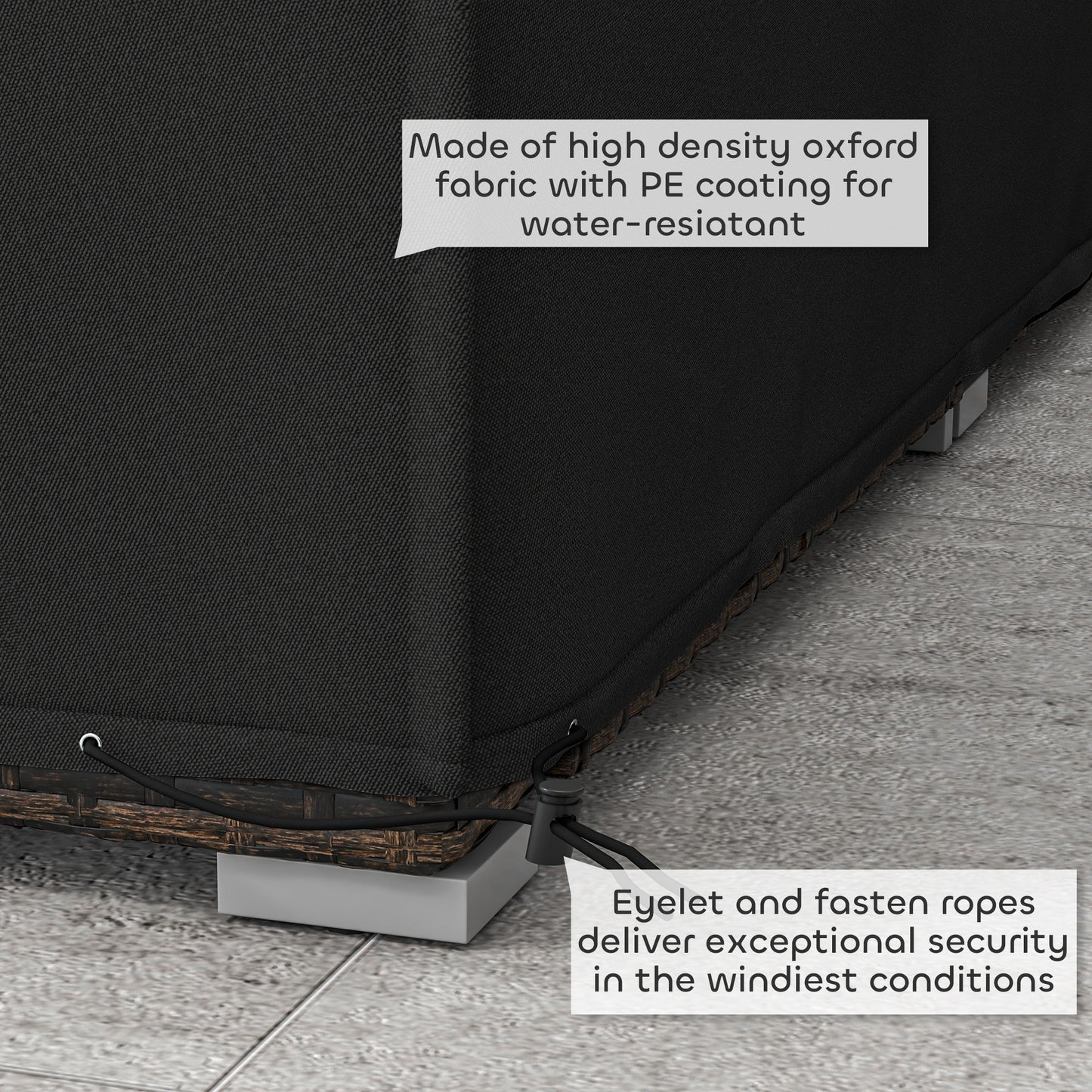 Outsunny Waterproof Outdoor Furniture Cover 222L X 155W X 67H Cm Black For Patio Rattan Set