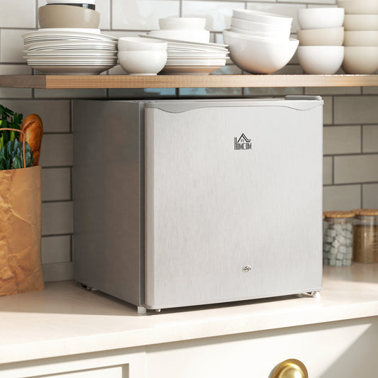 HOMCOM 46 Litre Lockable Countertop Fridge Grey 46L Compact Kitchen Mini Fridge With Lock and Keys