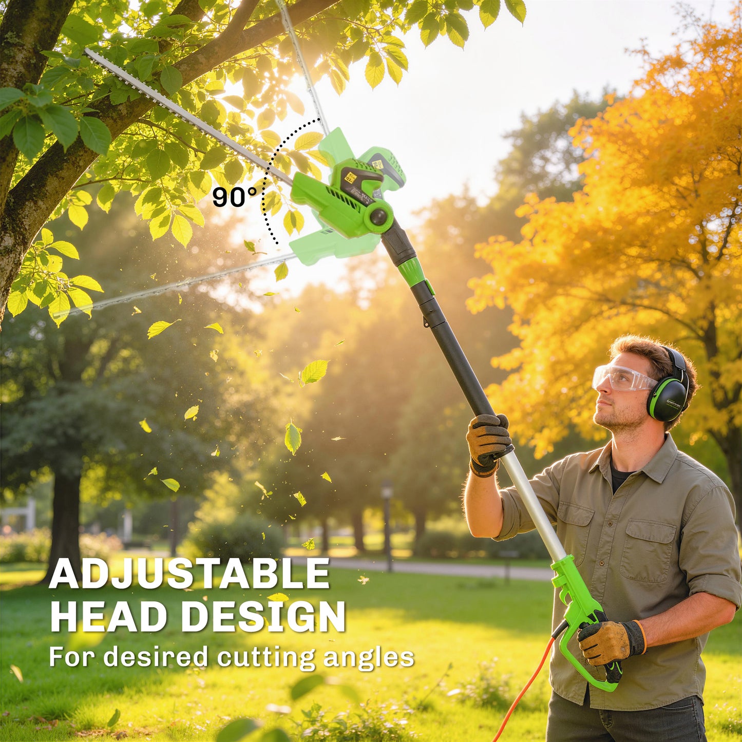 Outsunny 2.6m Corded Extendable Hedge Trimmer With 90 Degree Adjustable Head 450W Electric Hedge Cutter Long Reach