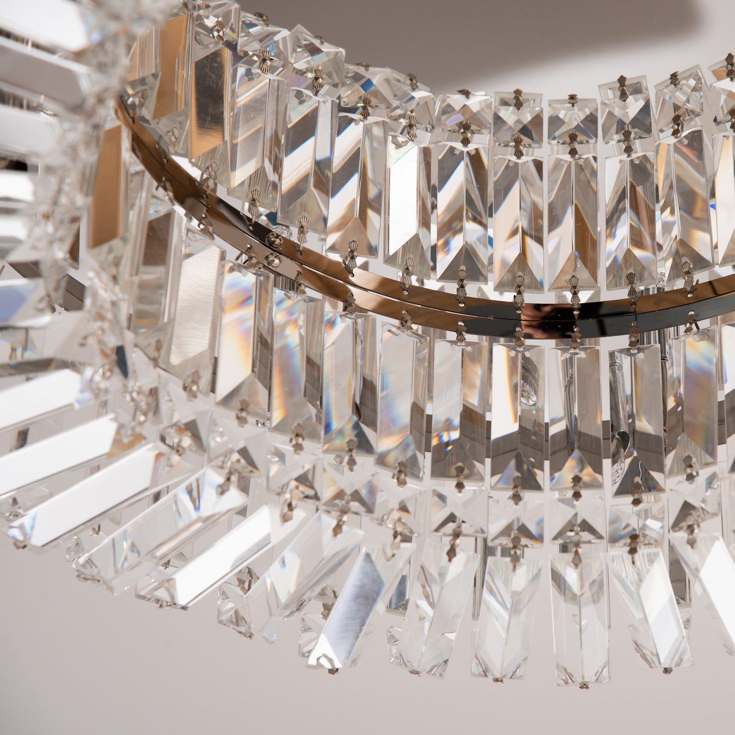 HOMCOM Crystal Ceiling Lights Set 2 Modern Flush Chandeliers Stainless Steel Base Pendant Lights Living Room Dining Room