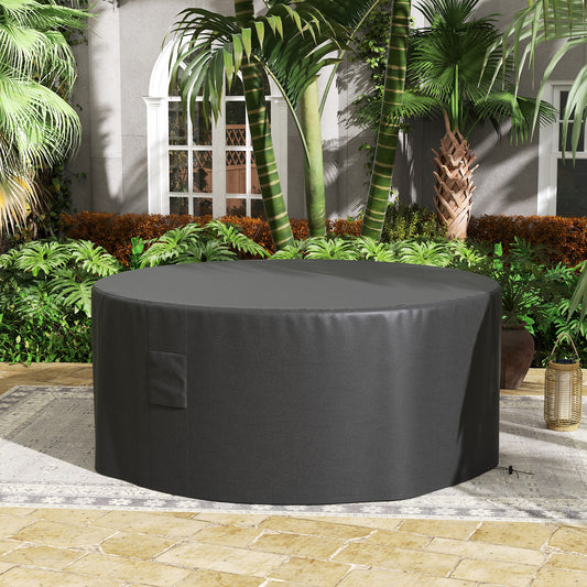 Outsunny Garden Patio Large Round Furniture Cover 600D Oxford Waterproof Diameter 193 cm x 80 cm Black