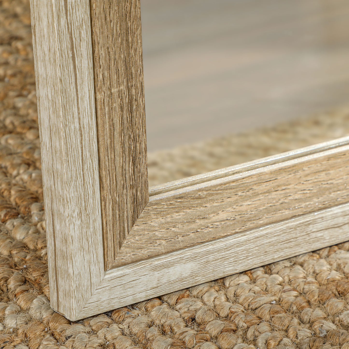 HOMCOM 162.6 cm Two Tone Full Length Mirror White and Oak Tone Floor Standing for Dressing and Outfit Checks