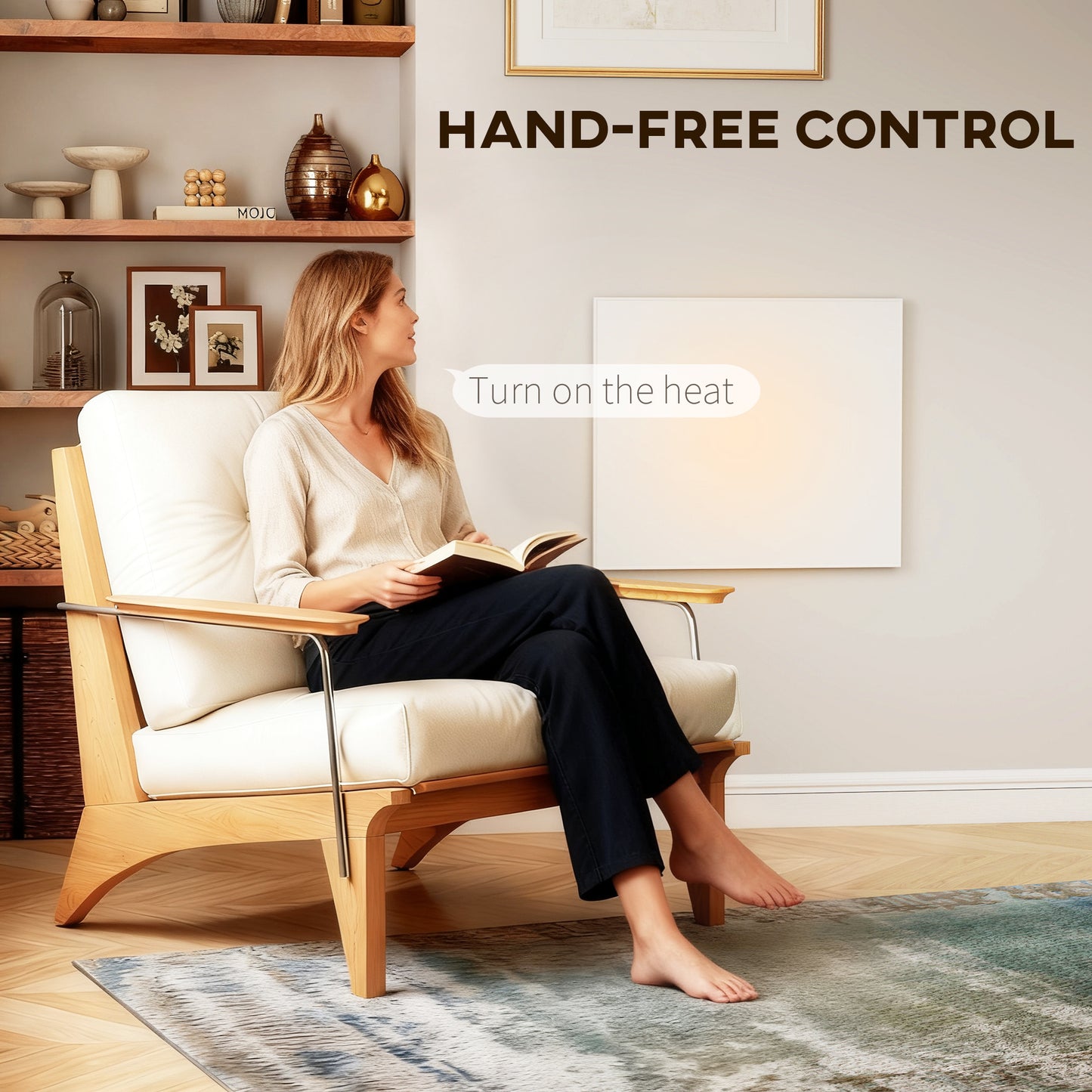 HOMCOM WiFi Smart Electric Heater Far Infrared Wall Mounted 520W With App Control And Scheduling For Cozy Heating