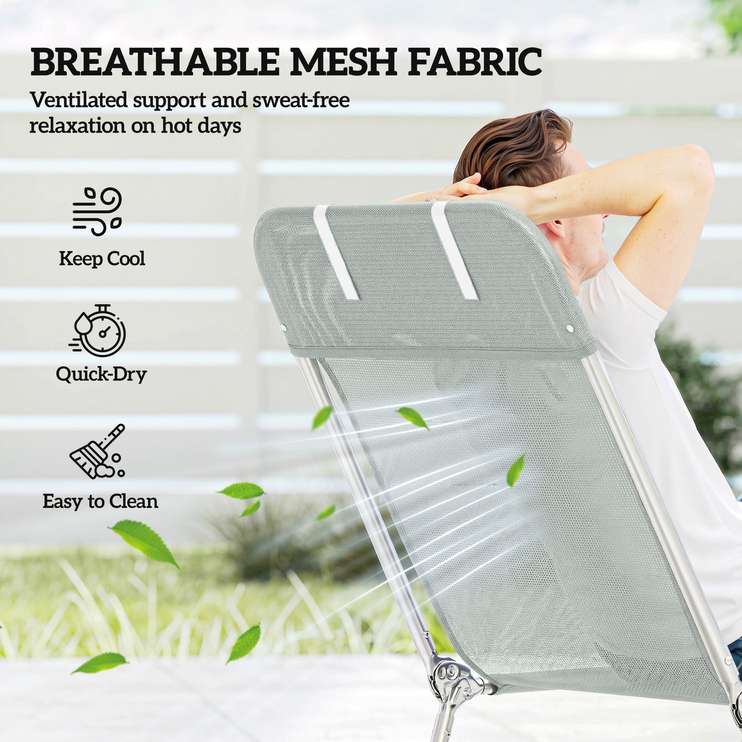 Outsunny Folding Sun Lounger With Steel Frame And Reclining Back With Pillow In Light Grey Outdoor Comfort