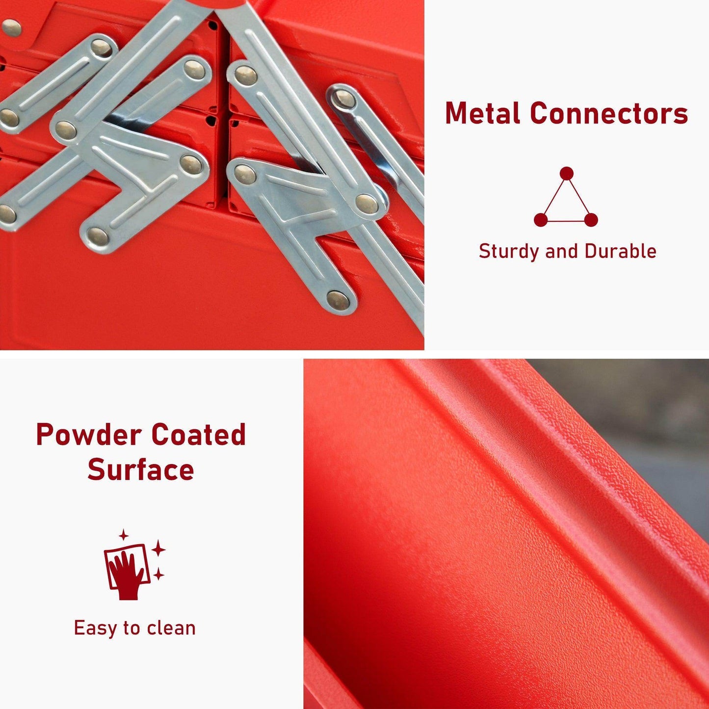 DURHAND 3-Tier Metal Toolbox with Carry Handle - Red - ALL4U RETAILER LTD