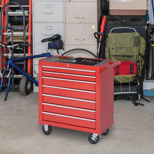 DURHAND 7-Drawer Rolling Tool Cabinet - Red - ALL4U RETAILER LTD