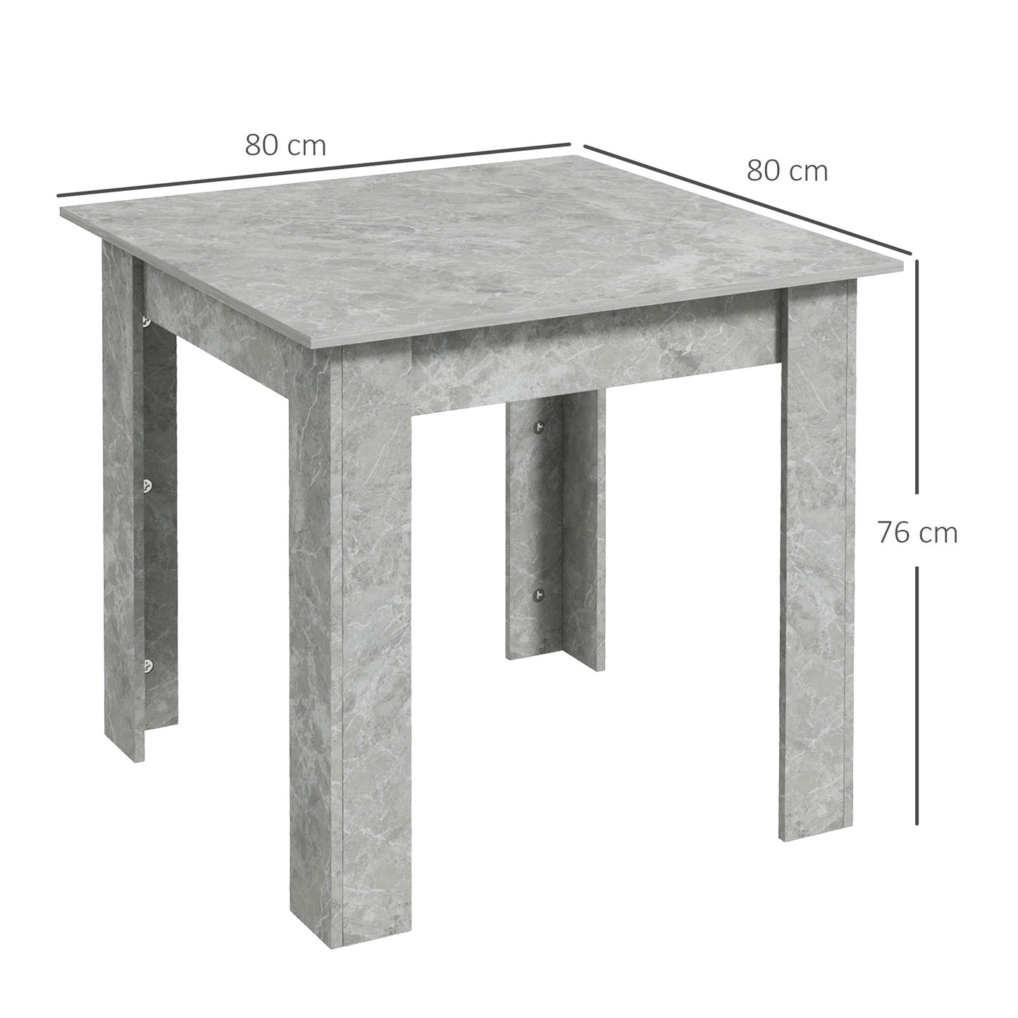 HOMCOM Square Dining Table Cement Grey Modern Dining Table With Faux Cement Effect And Space Saving Non Slip Foot Pads