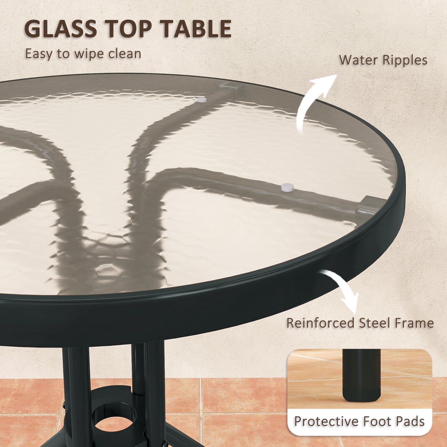 Outsunny 3 Piece Patio Bistro Set With Stackable Chairs And Tempered Glass Table For Balcony Garden Charcoal Grey