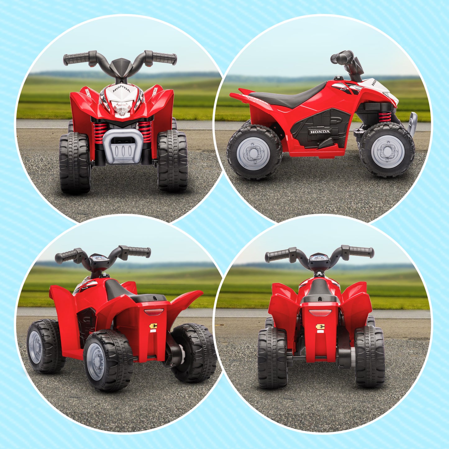 AIYAPLAY Honda Licensed Kids Electric Quad Bike - 6V ATV Ride-On Car for Children Ages 1.5-3 Years - Red - 4 Pack - ALL4U RETAILER LTD