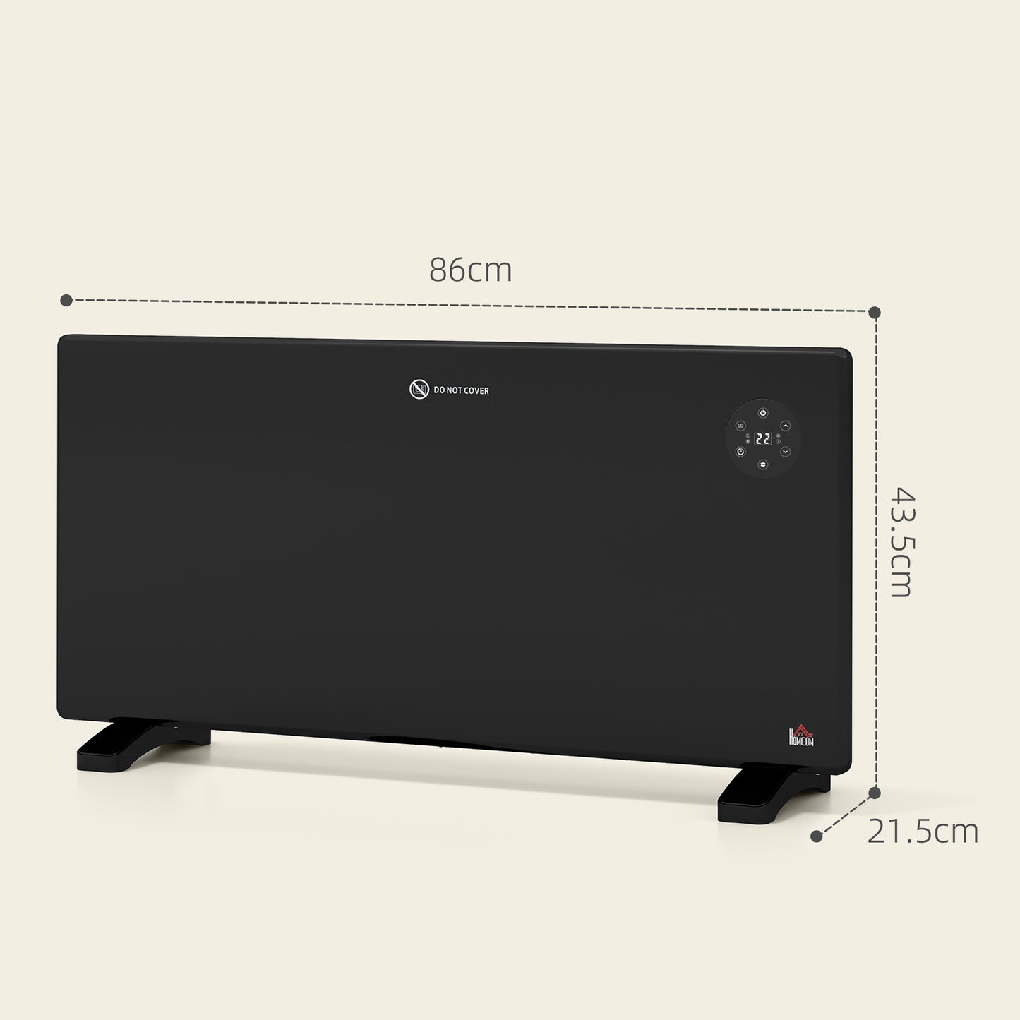 HOMCOM 2000W Electric Convector Heater Freestanding Or Wall Mounted With Adjustable Thermostat And Timer Black
