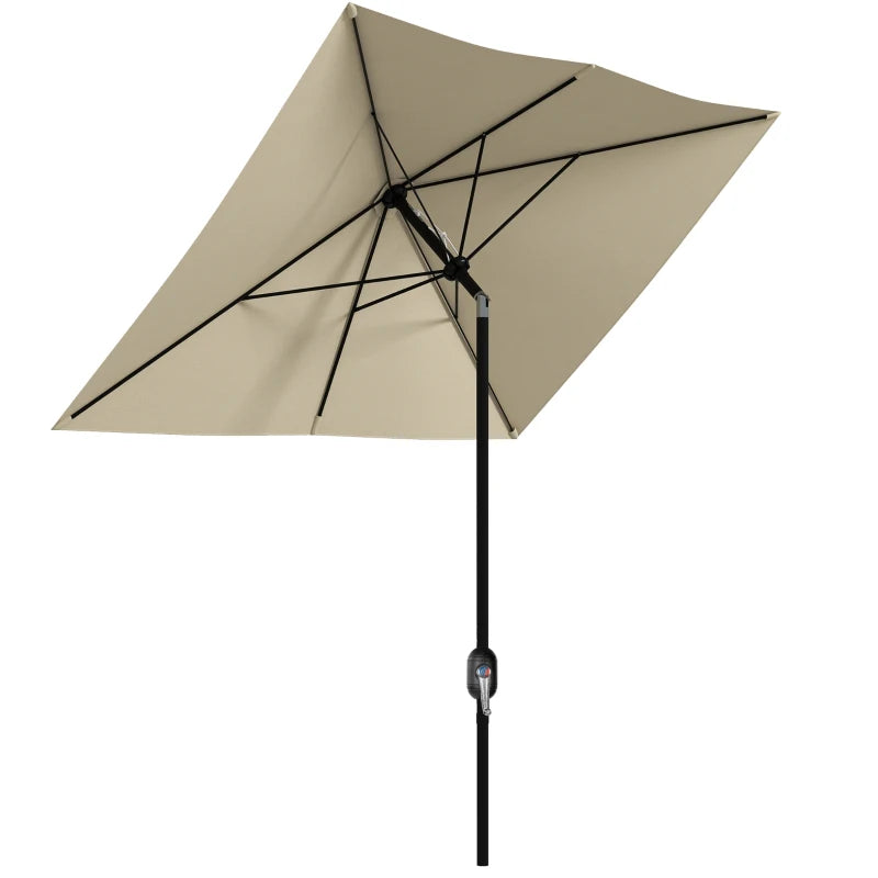 Outsunny 2x3m Rectangular Garden Parasol Umbrella - Outdoor Market Sun Shade with Crank, Tilt, 6 Ribs, Aluminium Pole - Cream White Patio Umbrella - ALL4U RETAILER LTD