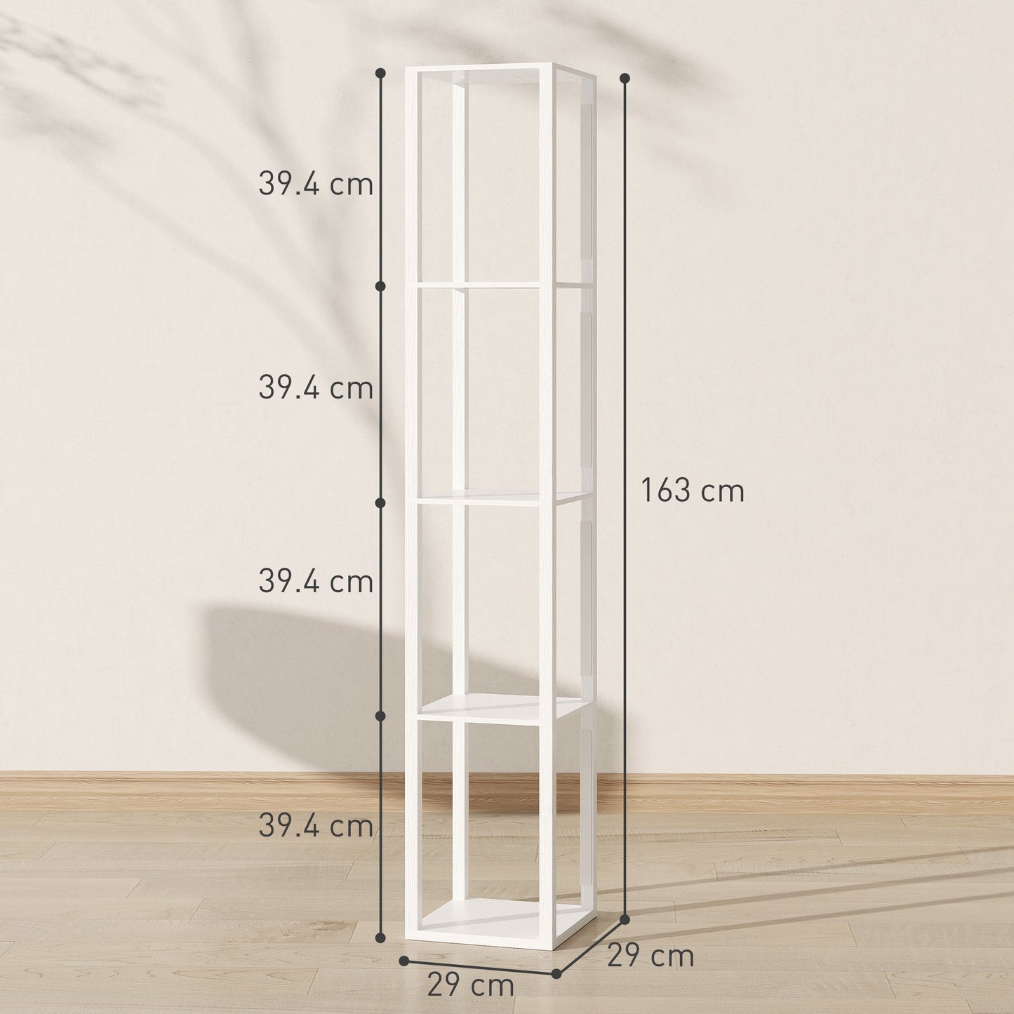 HOMCOM Floor Lamp With Shelves And Three Brightness Levels Warm White LED Light For Living Room
