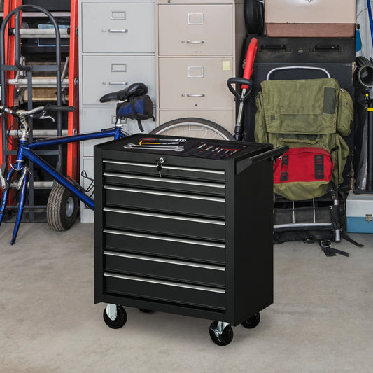 DURHAND 7-Drawer Tool Storage Chest on Wheels - Matte Black Garage Organizer - ALL4U RETAILER LTD