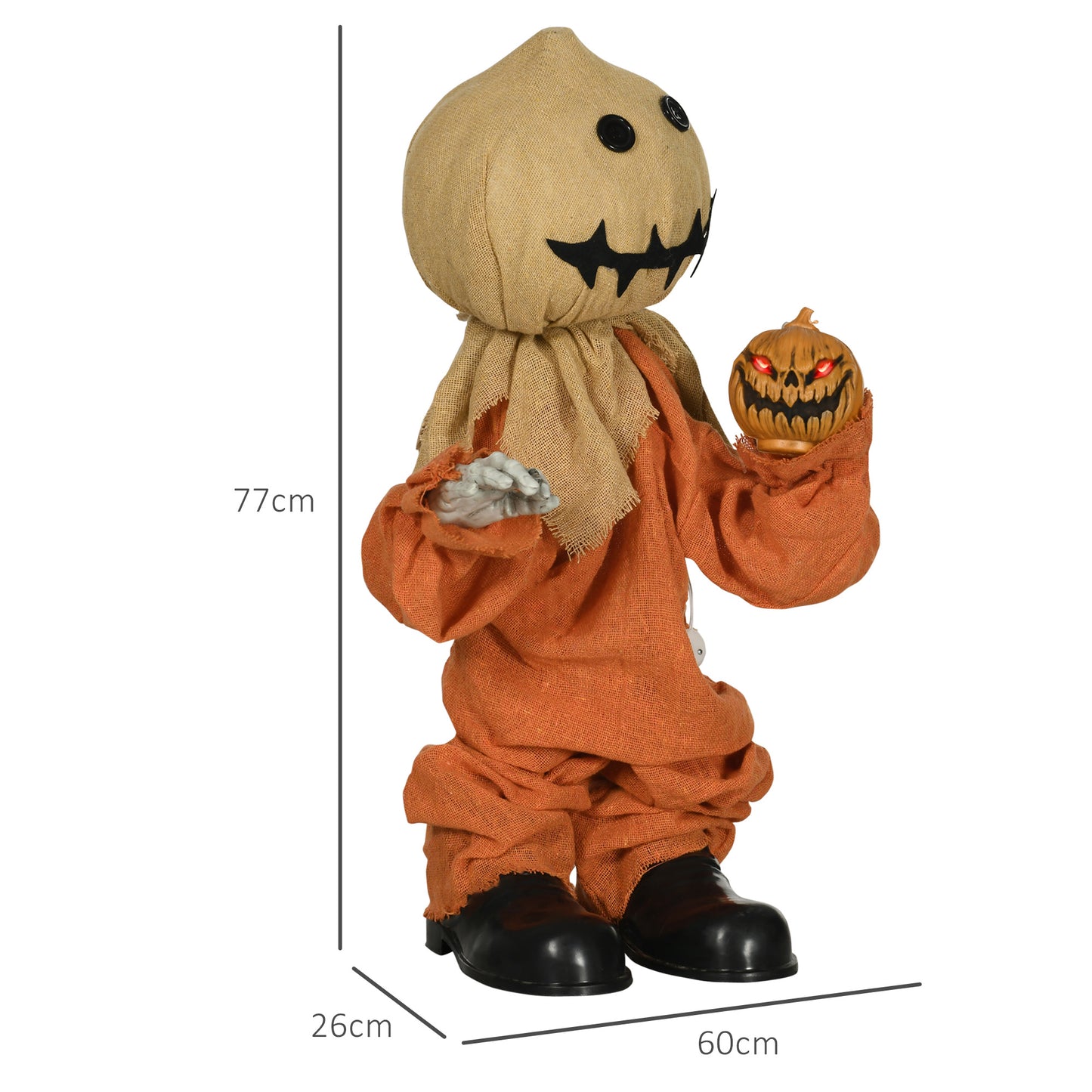 HOMCOM Creepy Animated Halloween Scarecrow with Light-Up Eyes and Sound Activation - ALL4U RETAILER LTD