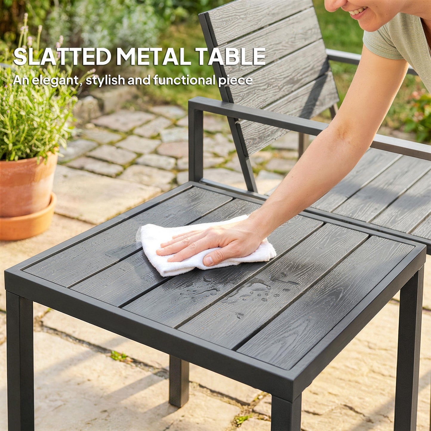 Outsunny 3 Piece Garden Bistro Set For 2 Outdoor Table And Chairs With Metal Frame HDPE Plastic Patio Furniture