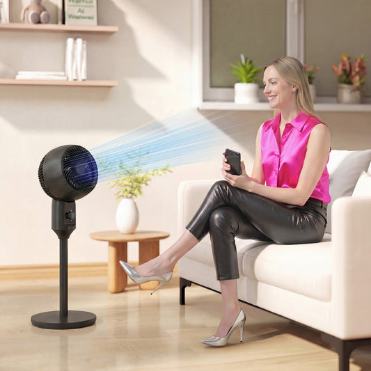 HOMCOM Air Circulator Pedestal Fan 9 Inch Black With Carry Handle 3 Speed Oscillating