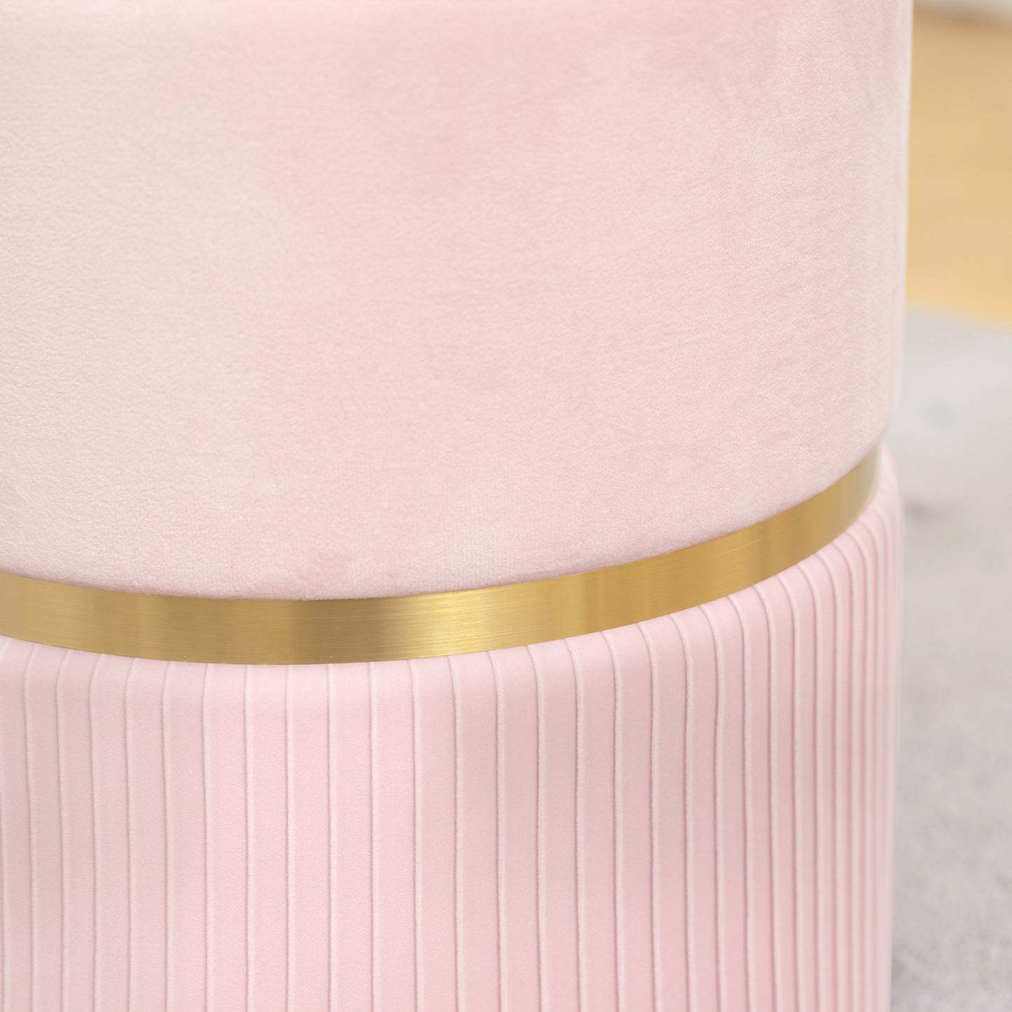 HOMCOM Velvet Feel Storage Ottoman Pink with Under Seat Storage MDF Frame Multifunctional