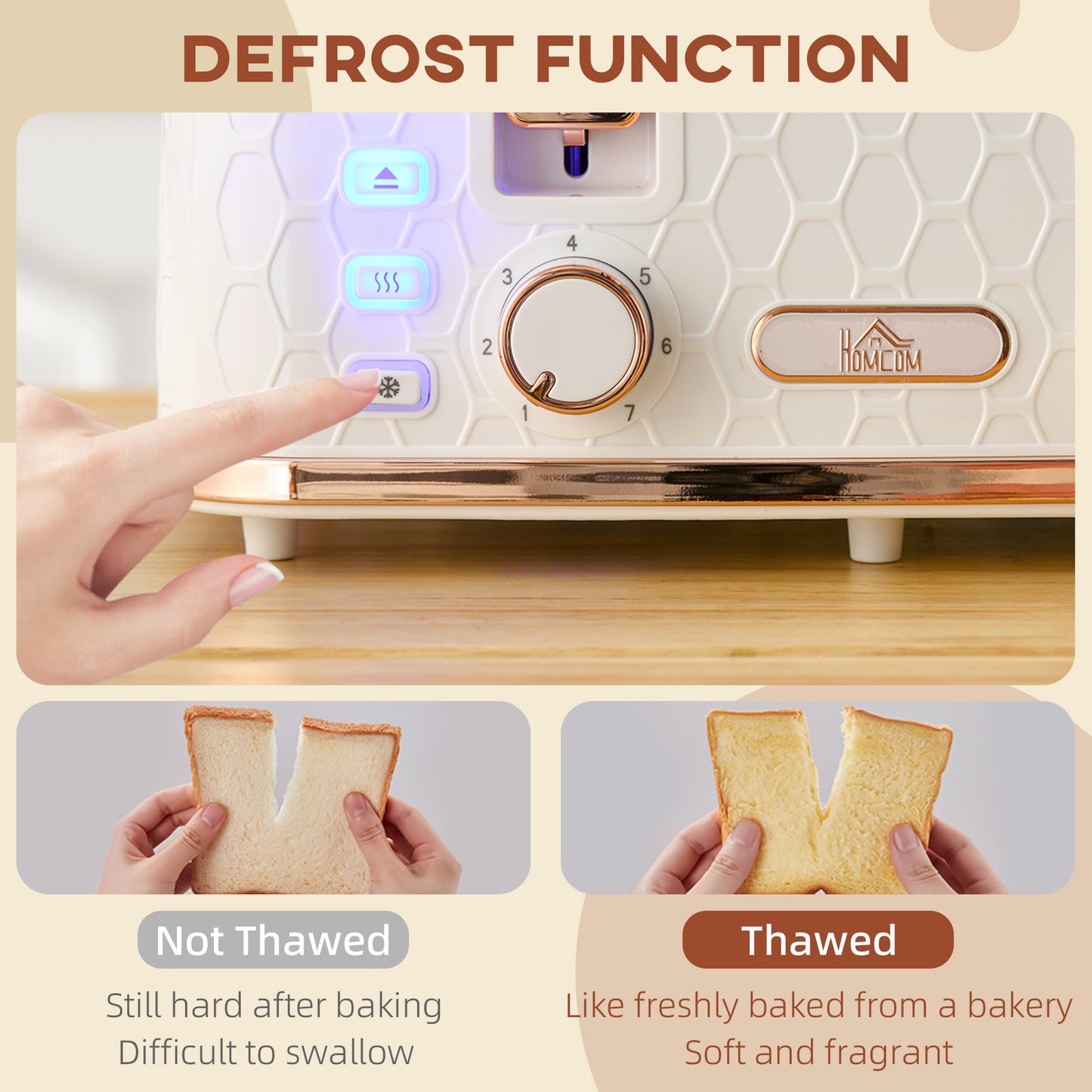 HOMCOM Four Slice Honeycomb Toaster White With 7 Toasting Levels Automatic Browning Countertop Kitchen Appliance