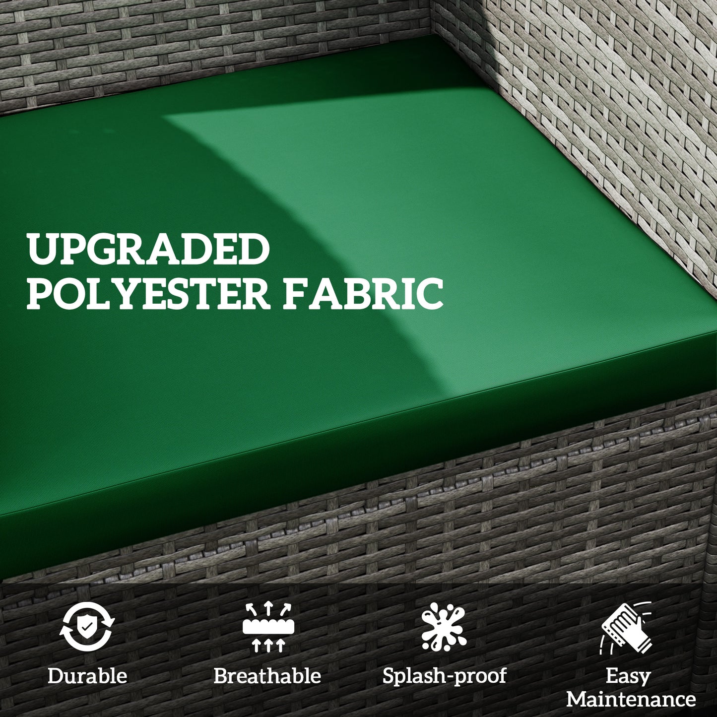 Outsunny Outdoor Seat Cushion Pads For Rattan Furniture 3 Piece Set Green Replacement Cushions