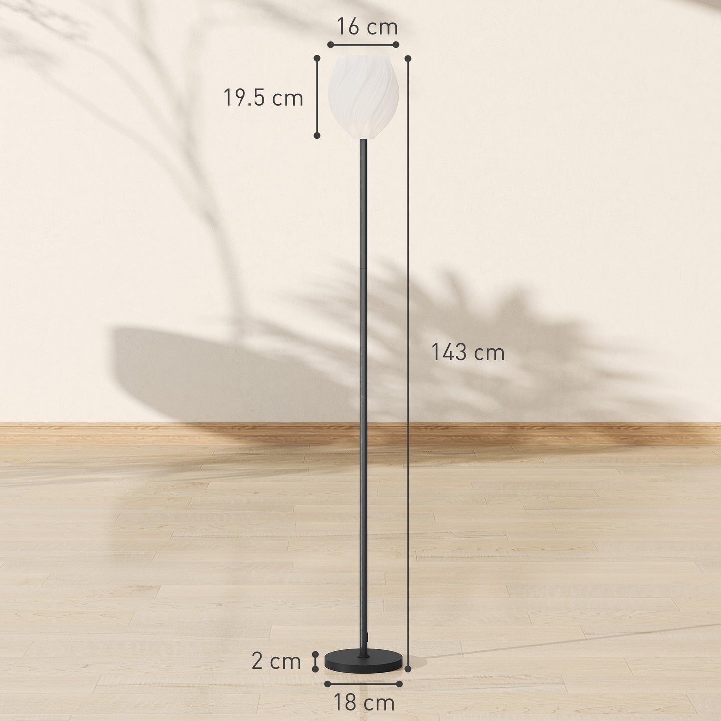 HOMCOM Flower Floor Lamp With 3D Printed Rose Lampshade Modern Standing Lamp Foot Switch E27 Holder 25W Max White