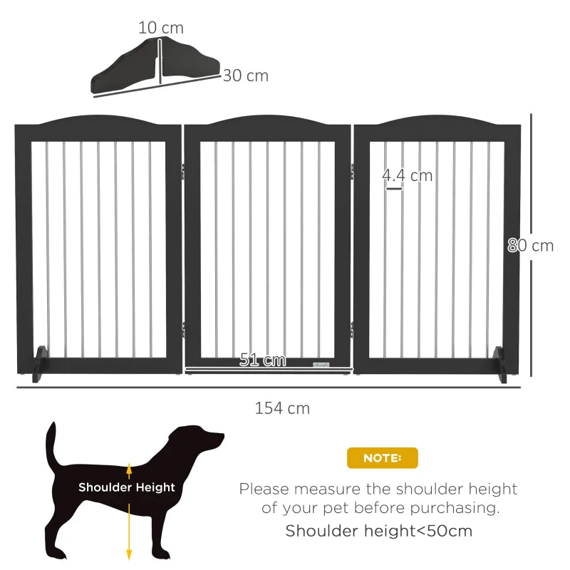 PawHut Foldable Dog Gate | Freestanding Pet Gate with Two Support Feet | Ideal for Staircases, Hallways, and Doorways | Sturdy Black Design - ALL4U RETAILER LTD