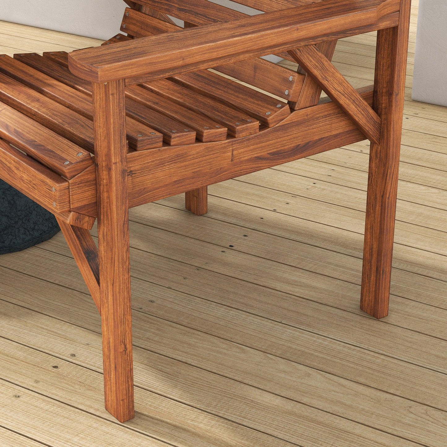 Outsunny Wooden Garden Love Seat w/ Coffee Table Umbrella Hole, Tan Brown - ALL4U RETAILER LTD