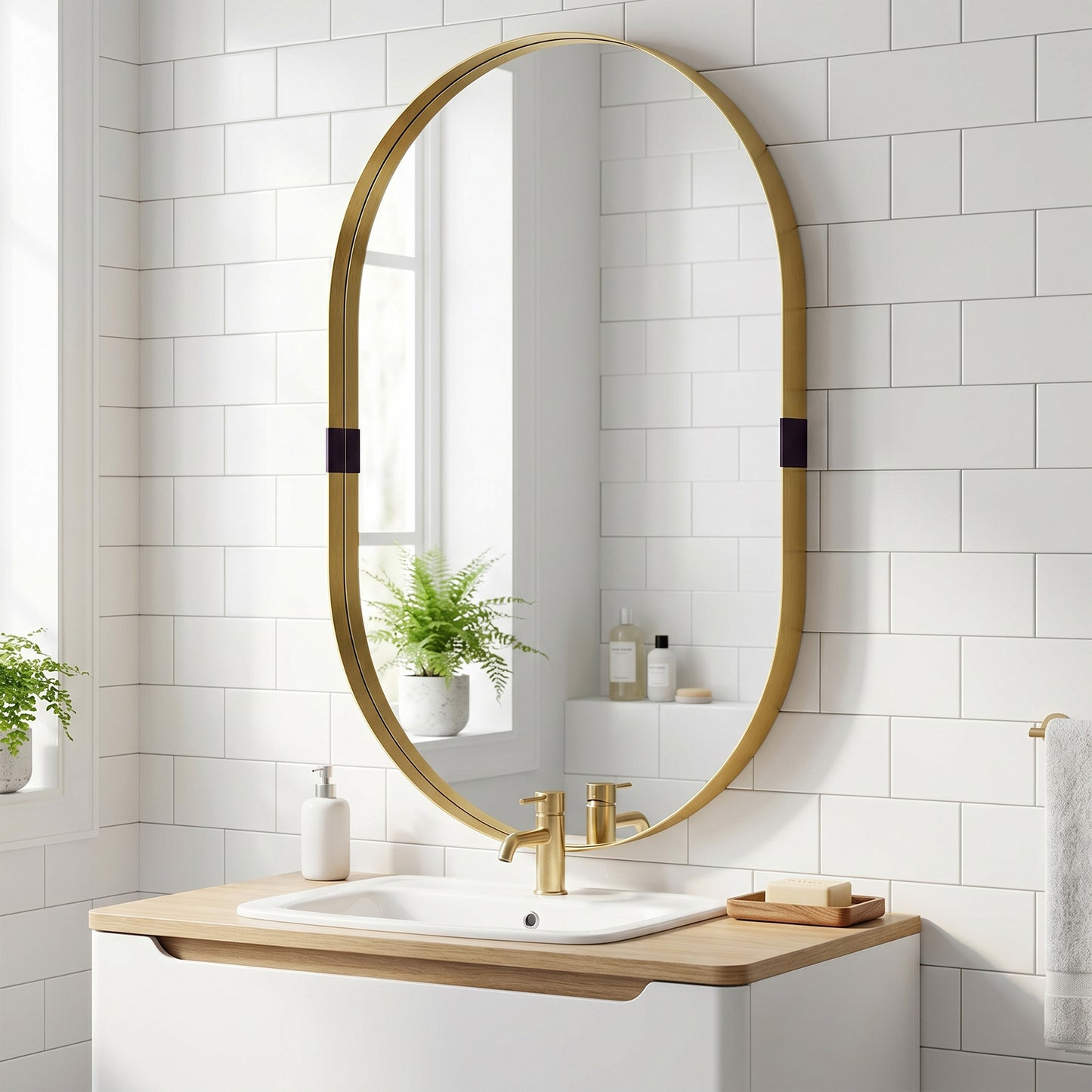 HOMCOM Wall Mirror With Elevated Aluminium Frame Gold Tone 60 X 90 cm Runway Style For Bathroom Hallway And Living Room