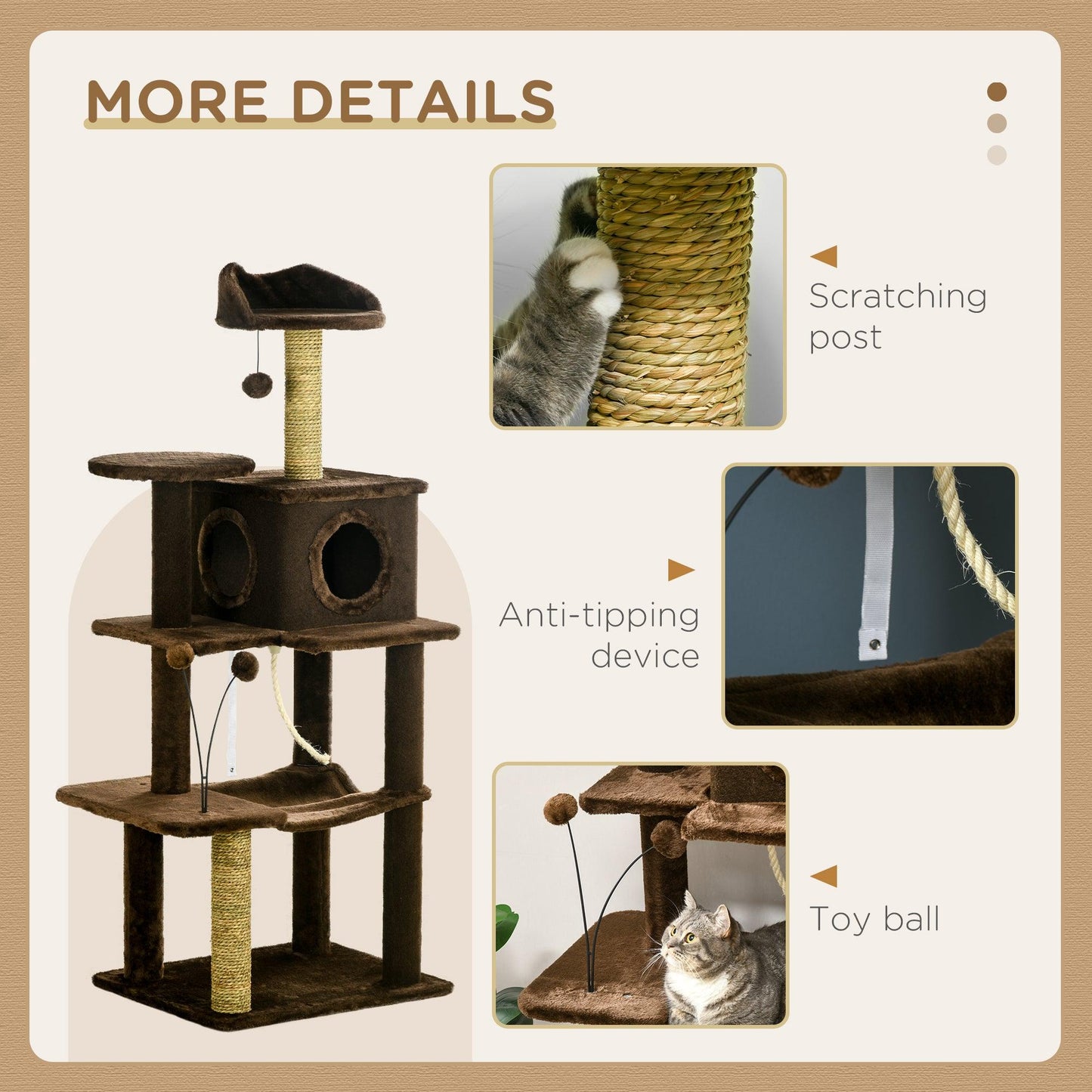 PawHut Cat Tree for Indoor Cats, Modern Cat Tower with Scratching Posts, House - ALL4U RETAILER LTD