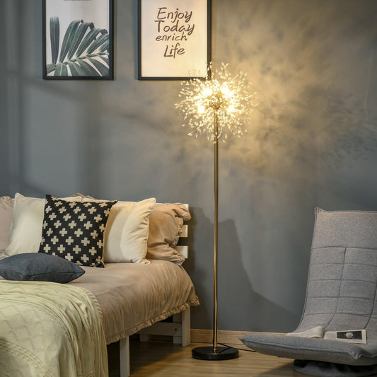 HOMCOM Modern Floor Lamp, Tall Standing Lamp with Dandelion-like Lampshade for Living Room