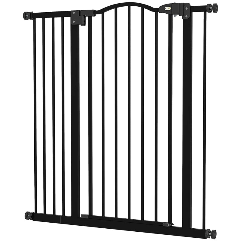 PawHut Pressure Fit Dog Stair Gate No Drilling Safety Gate Auto Close - Adjustable 74-94cm, 94cm Tall, Black - Ideal for Doorways and Hallways - ALL4U RETAILER LTD