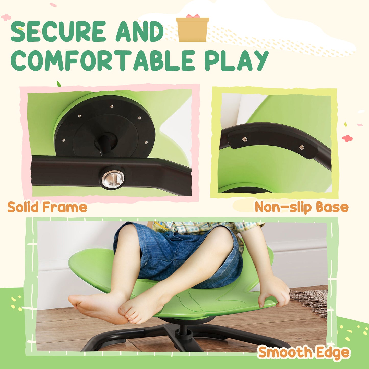 AIYAPLAY Butterfly Shaped Kids Sensory Spinning Chair For Balance And Coordination Training Green