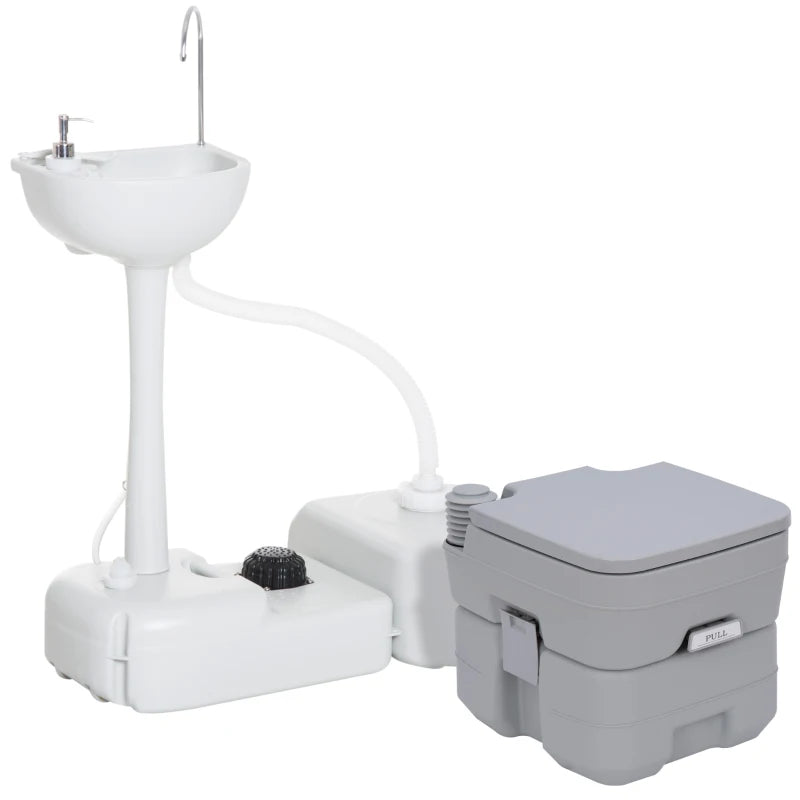 Outsunny Portable Toilet and Camping Sink Set for Outdoor Events, Wastewater Recycled - ALL4U RETAILER LTD