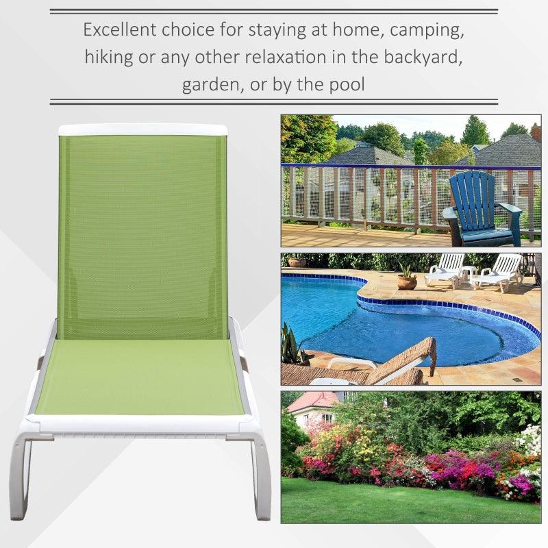 Outsunny Green Chaise Patio Lounge - 5-Level Adjustable Back for Ultimate Comfort - ALL4U RETAILER LTD