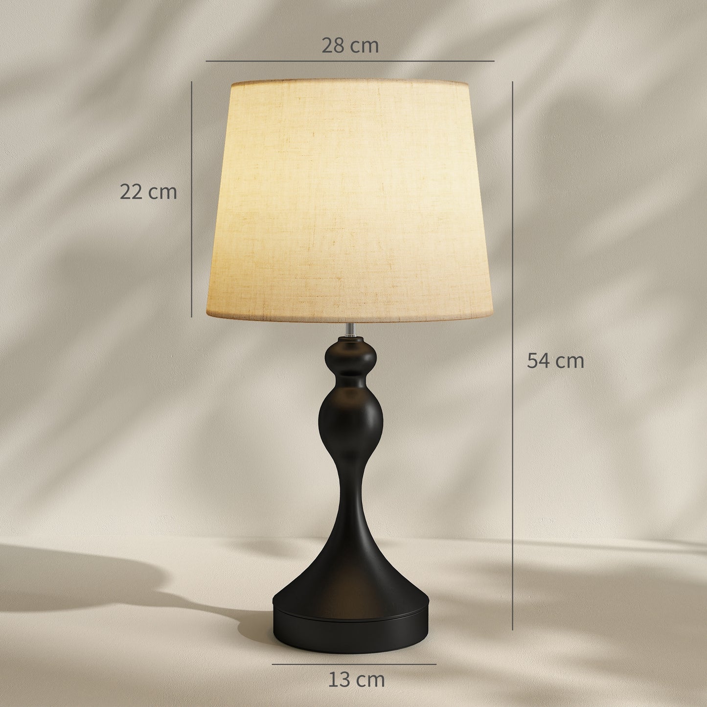 HOMCOM Set Of Two USB Ports Table Lamps With Three Colour Temperature LEDs Black And Beige