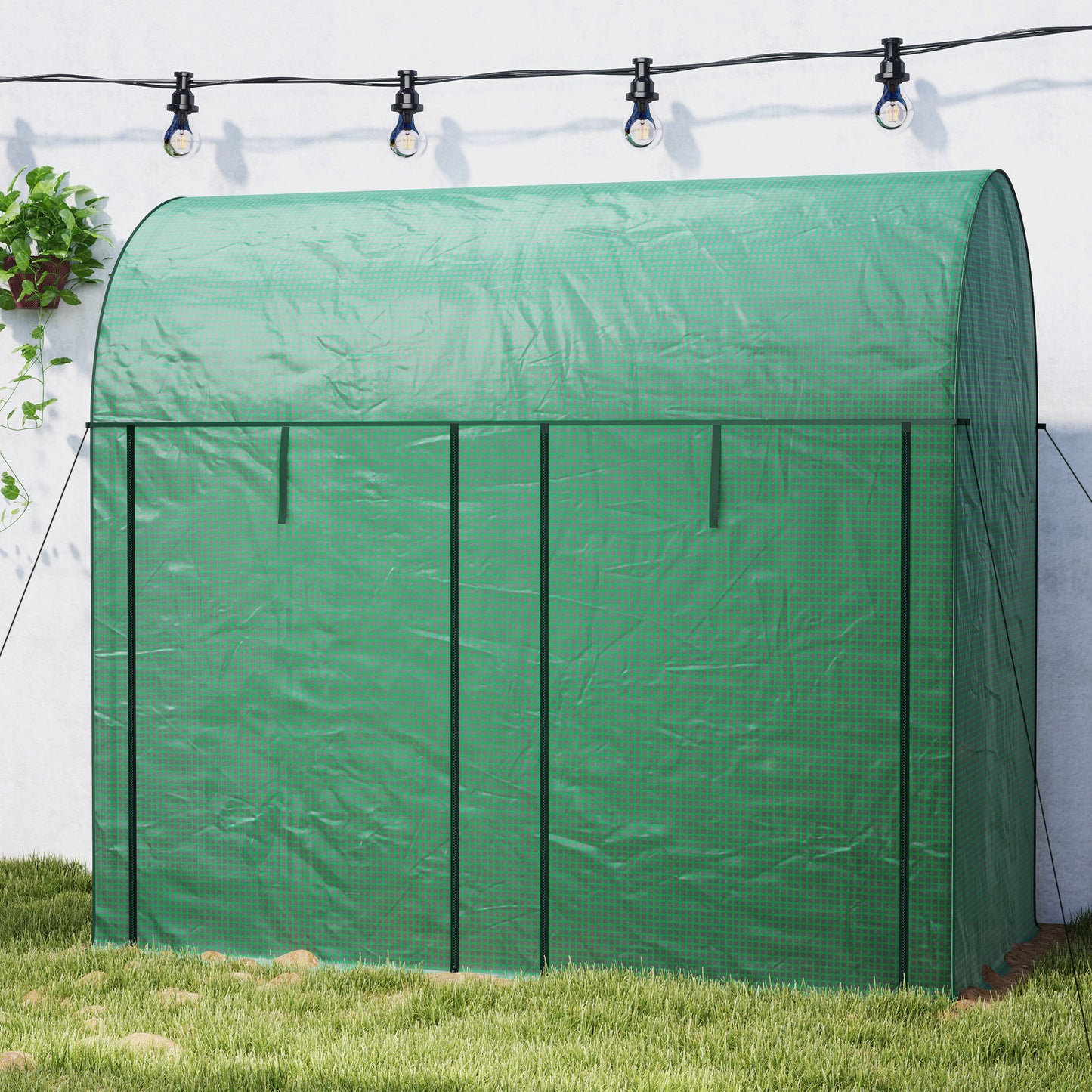 Outsunny 200 By 100 cm Walk In Greenhouse With Zipped Doors Green Ideal For Tomatoes Cucumbers Climbing Plants
