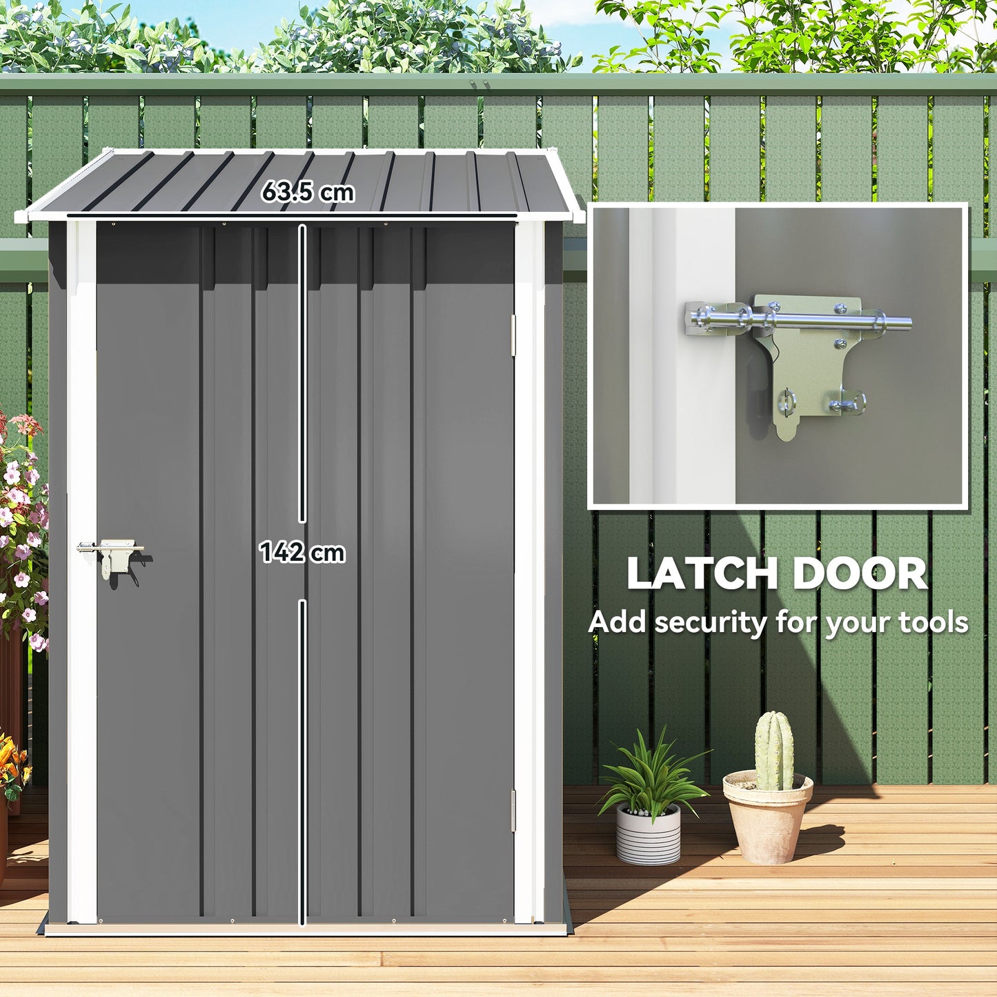 Outsunny 3.3 X 3.4 Ft Lean To Steel Garden Shed With Locking Door Grey Galvanised Steel Corrugated Finish Outdoor Storage