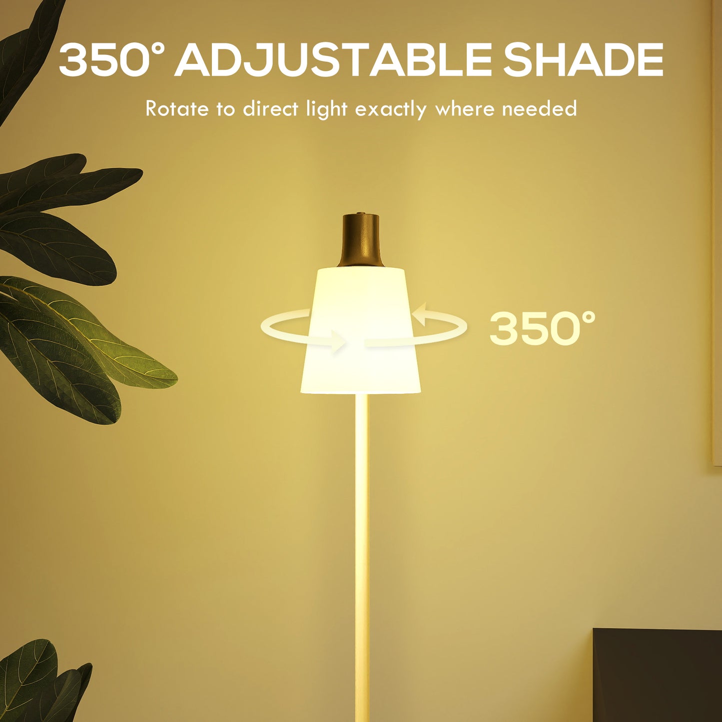 HOMCOM Modern LED Floor Lamp With 350 Degree Rotatable Head For Living Room White