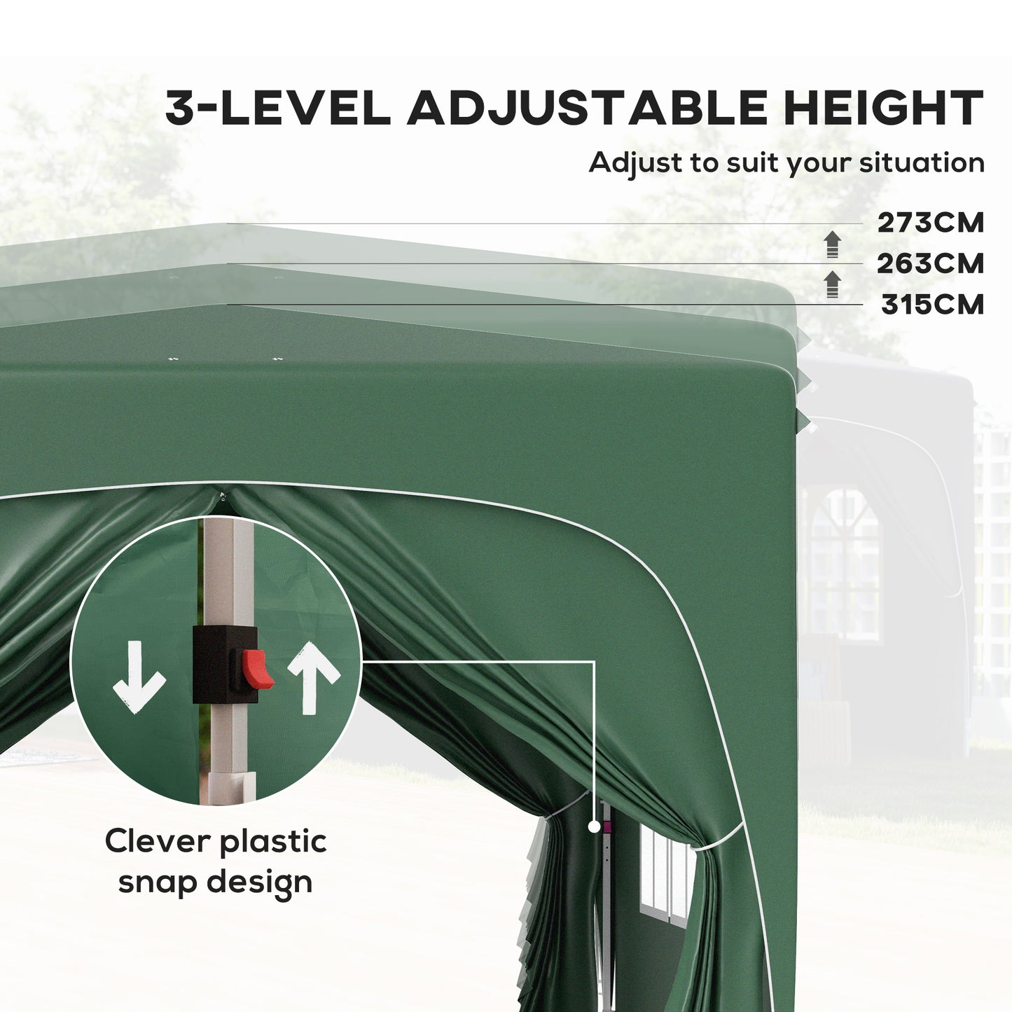 Outsunny 3 X 3m Pop Up Gazebo Shelter With Accessories Dark Green UPF50 Canopy UV Protected Easy Setup