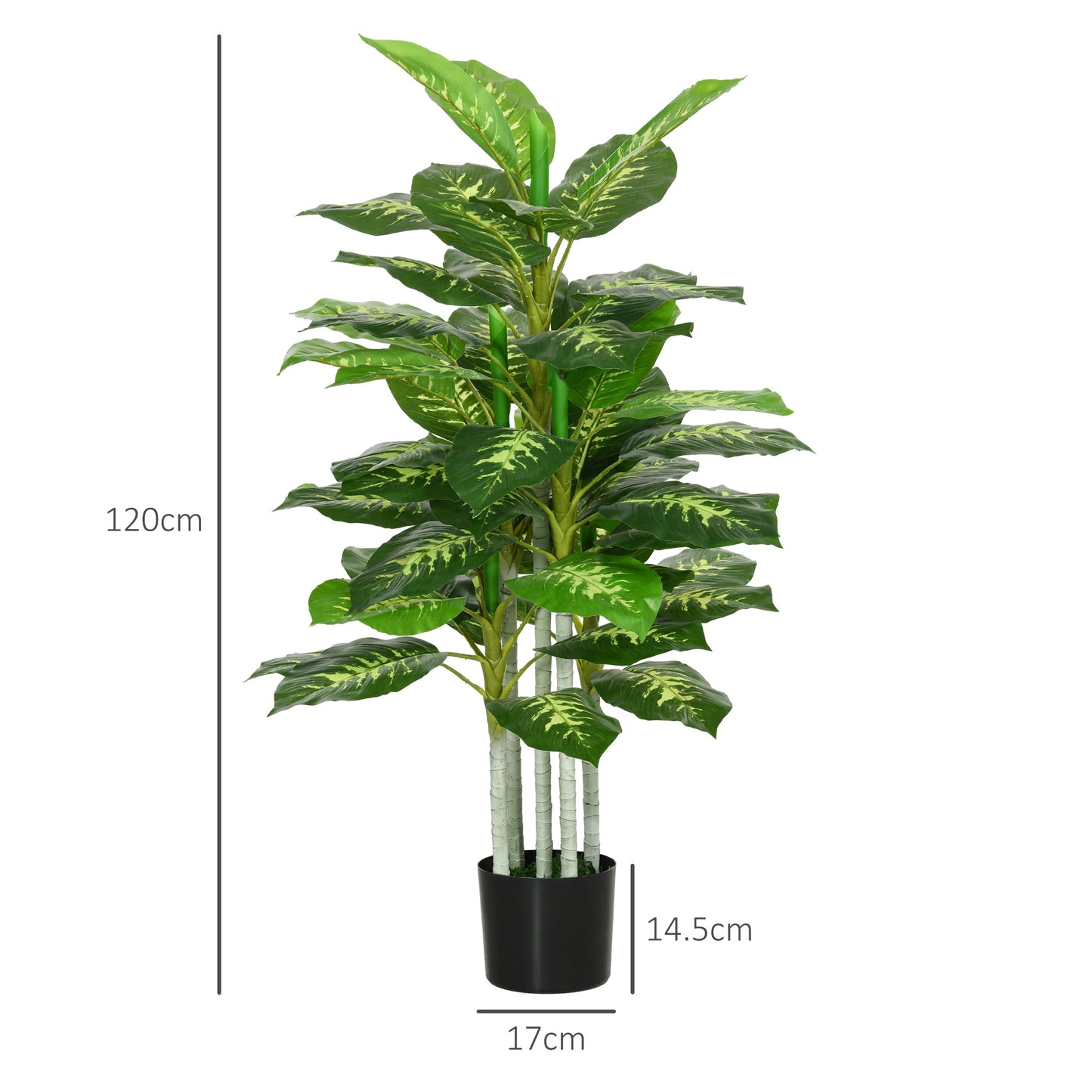 HOMCOM 120Cm Artificial Evergreen Tree Pre Potted Indoor Decor Decorative Plant With Cement Base