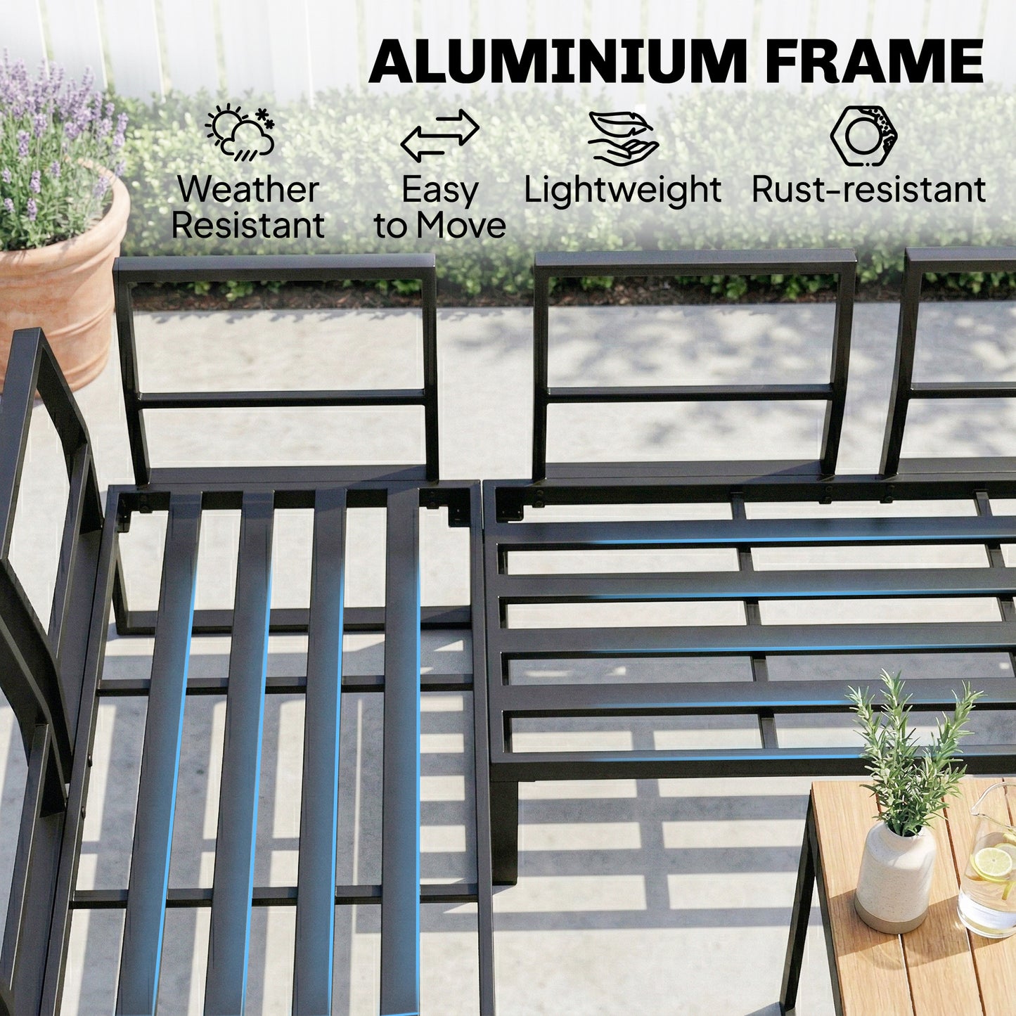 Outsunny Modular Patio Furniture Set 6 Pieces With Dining Table For Outdoor Patio Grey