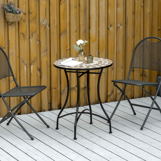 Outsunny Î¦60cm Mosaic Outdoor Patio Table - Grey