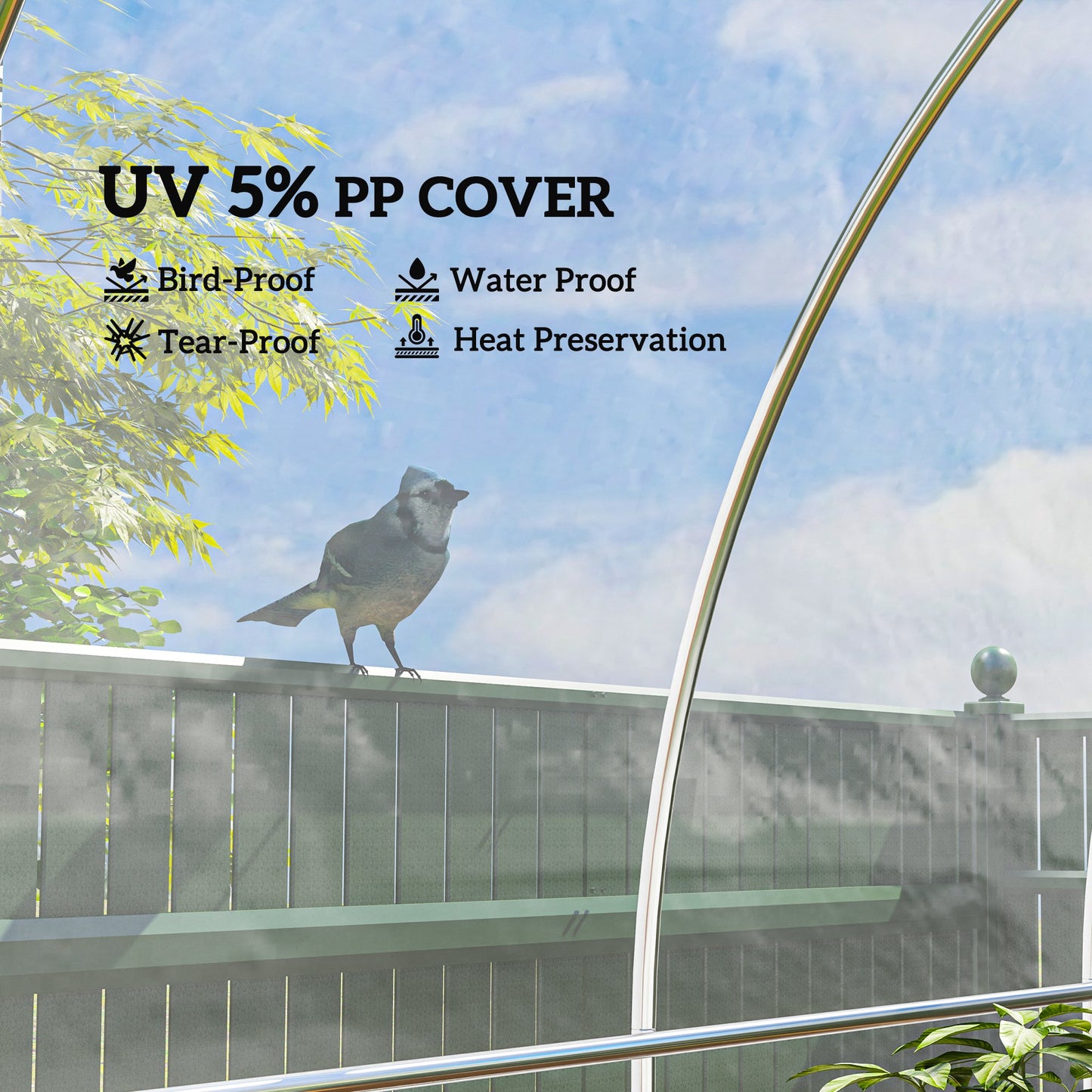 Outsunny 6x10m Heavy Duty Polypropylene Greenhouse Cover Replacement UV Resistant Waterproof Clear Polytunnel Cover