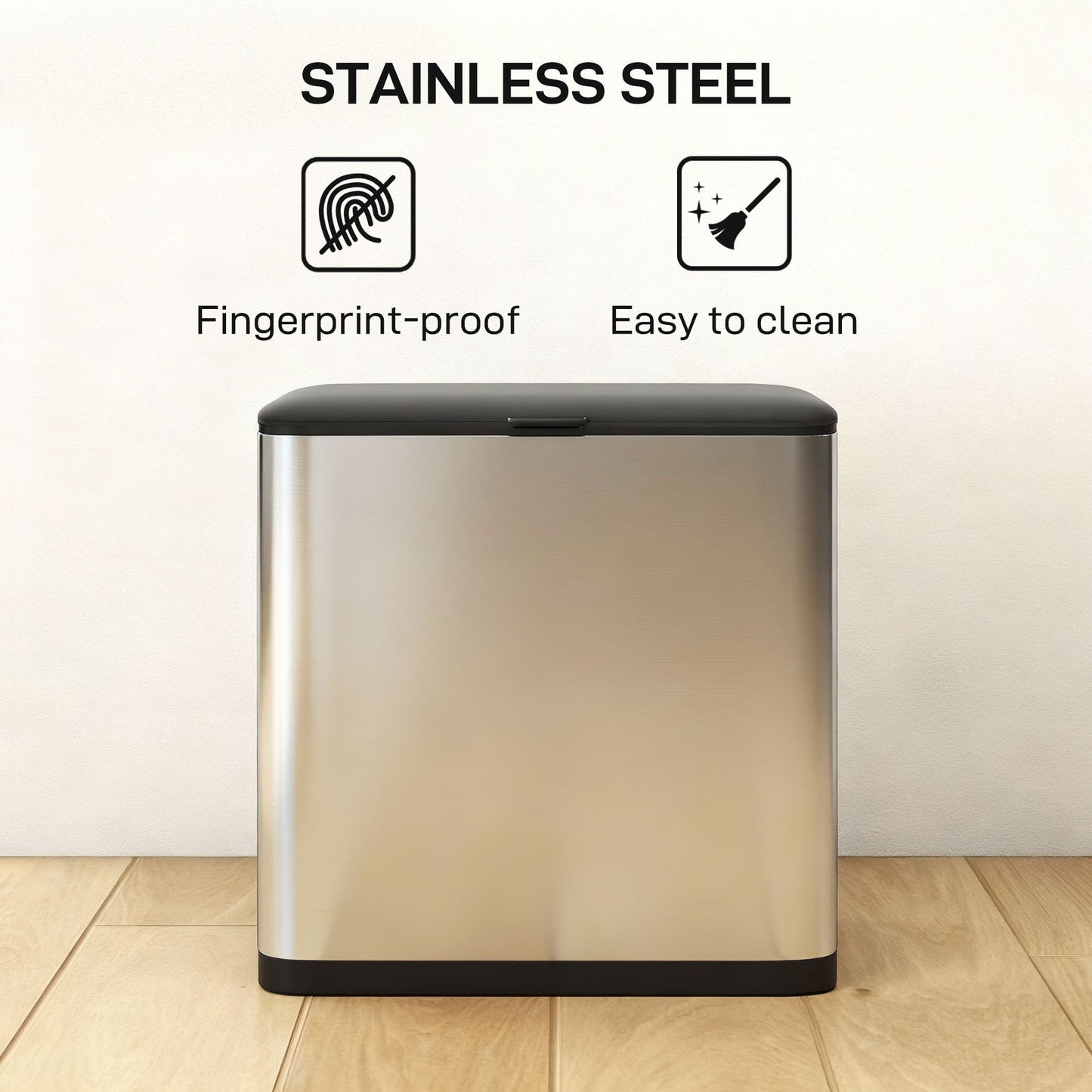 HOMCOM 8L Hanging Kitchen Bin With Stay Open Lid And Removable Inner Bucket For Under Cabinet Door Under Sink Office