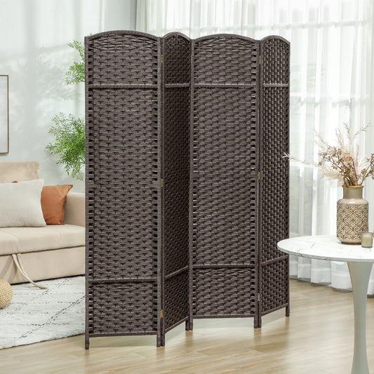 HOMCOM 4 Panel Folding Room Divider Freestanding Privacy Screen 160 x 170cm Brown