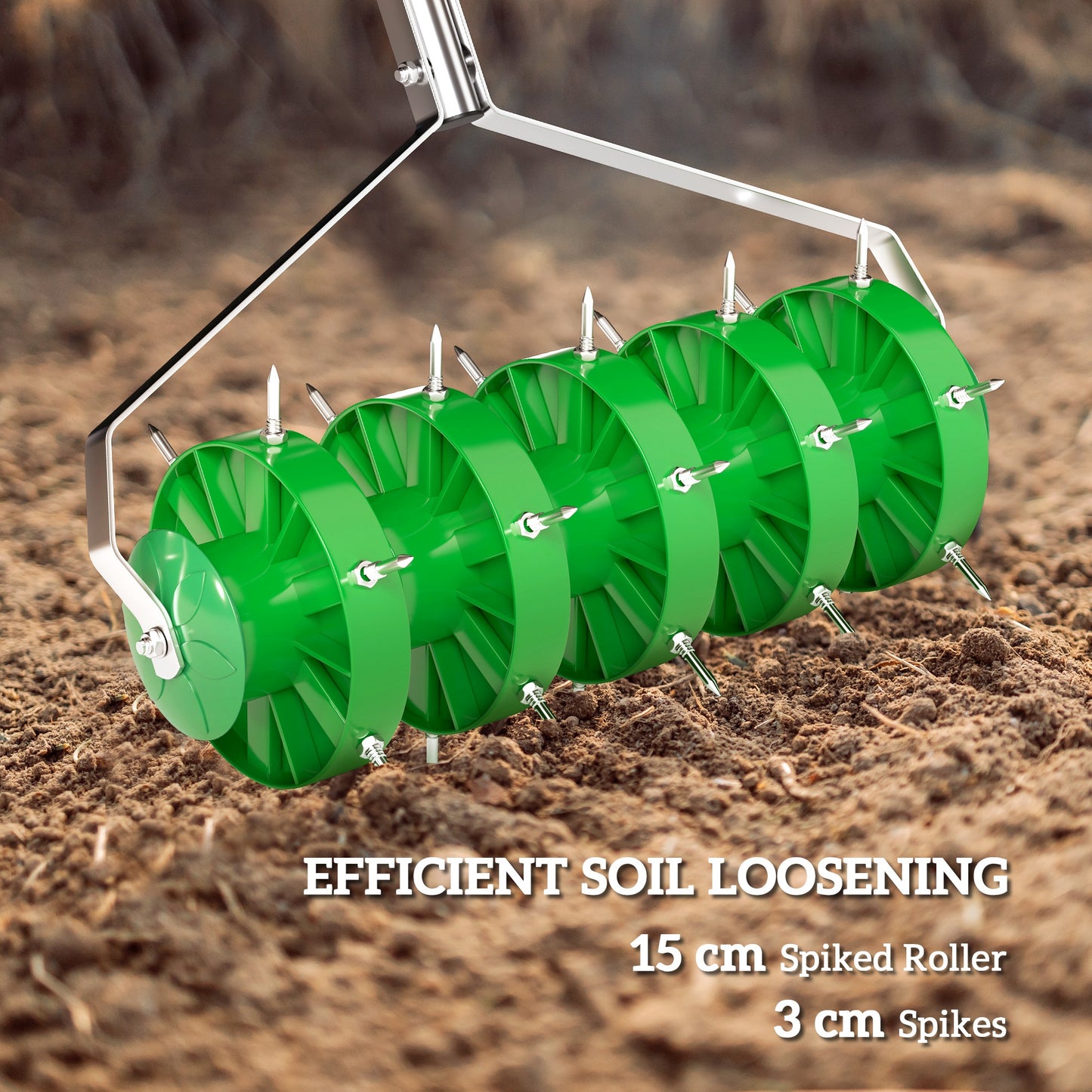 Outsunny Rolling Lawn Aerator Manual With 150 Mm Spiked Roller And 30 Mm Spikes Detachable 3 Piece Handle And T Bar Grip